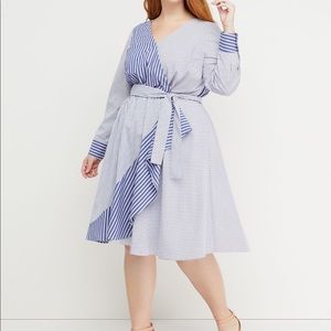 NWT SZ 28 LBxBeauticurve striped wrap dress.